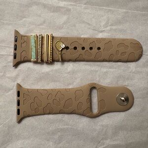 Brown Leopard Apple Watch Band with Gold Accents